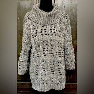 Sharagano graysilver metallic mock turtleneck OS sweater- Size medium